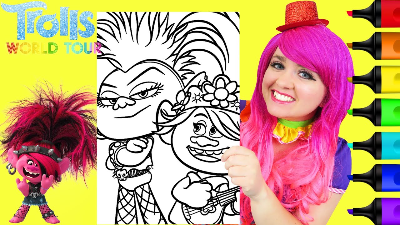 Coloring poppy queen barb trolls world tour coloring page prisacolor arkers kii the clown