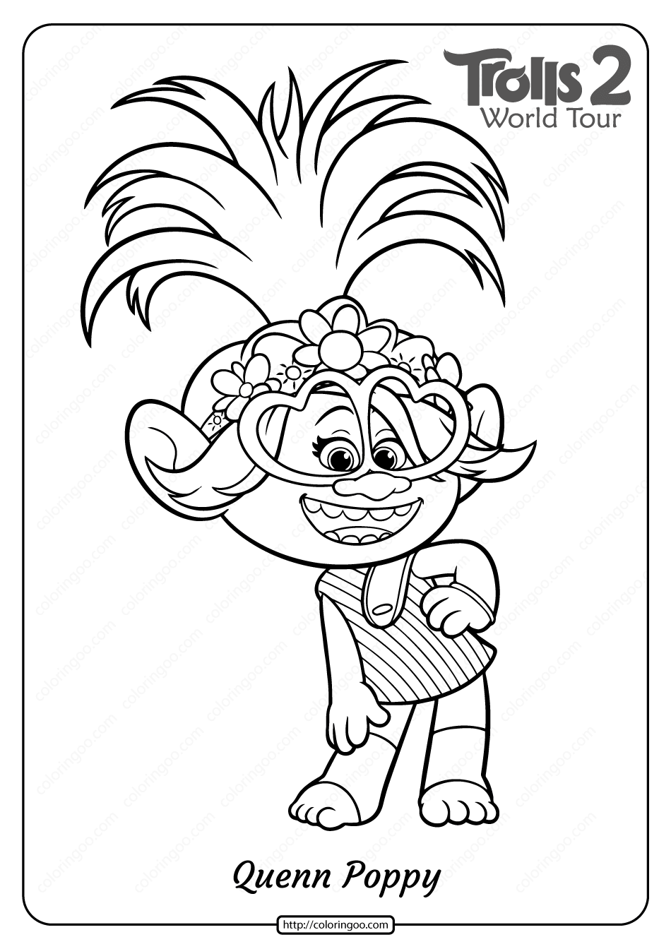 Free printable trolls queen poppy coloring page poppy coloring page monster coloring pages cartoon coloring pages