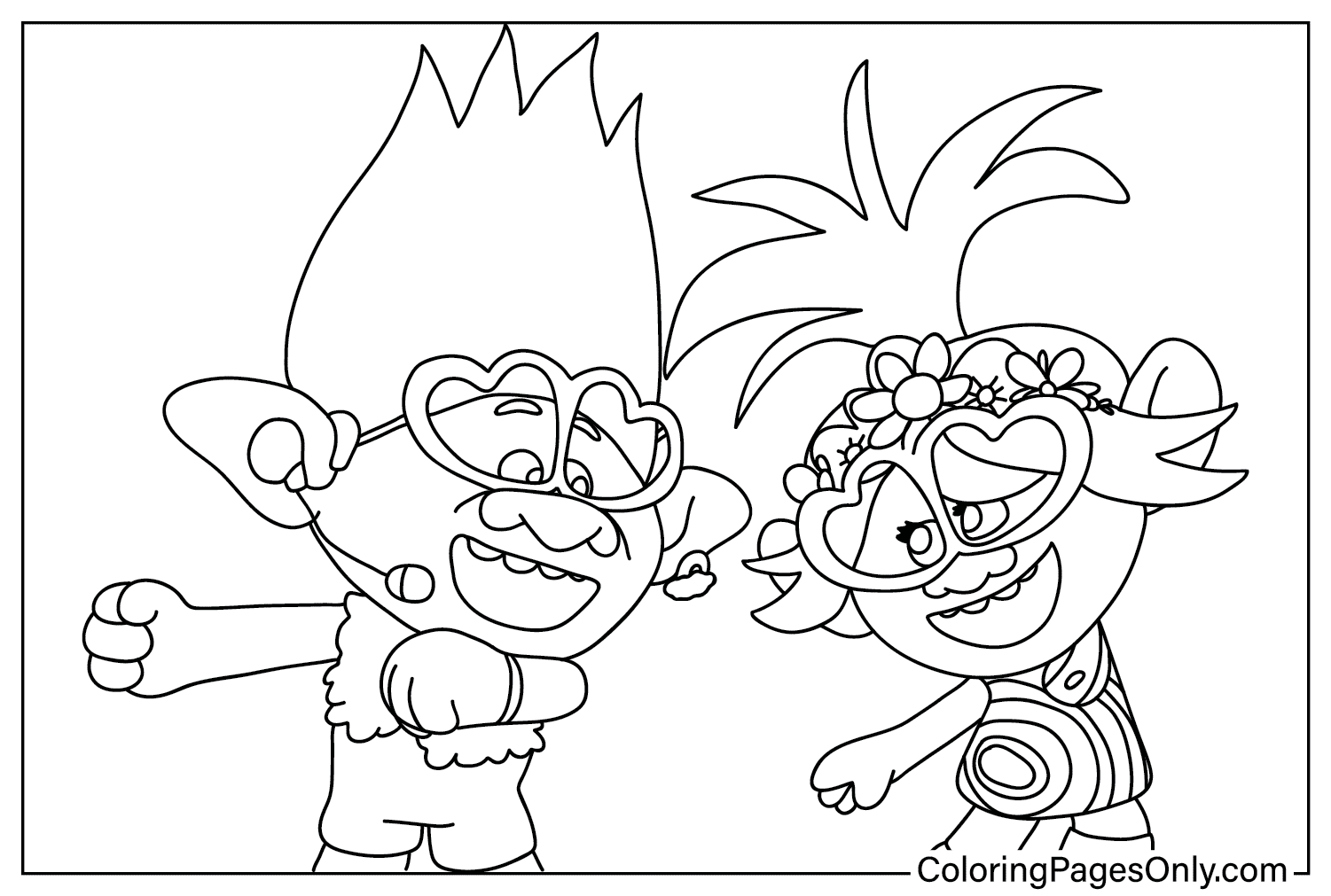 Trolls band together coloring pages to printable