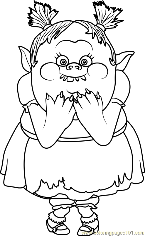 Bridget from trolls coloring page for kids