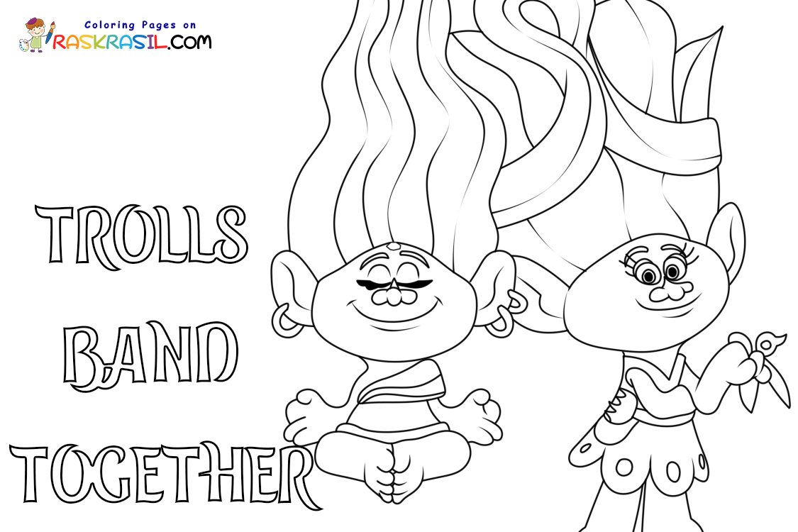 Trolls band together coloring pages