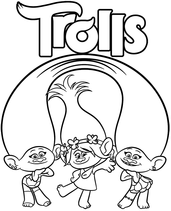 Coloring book trolls three to print and online