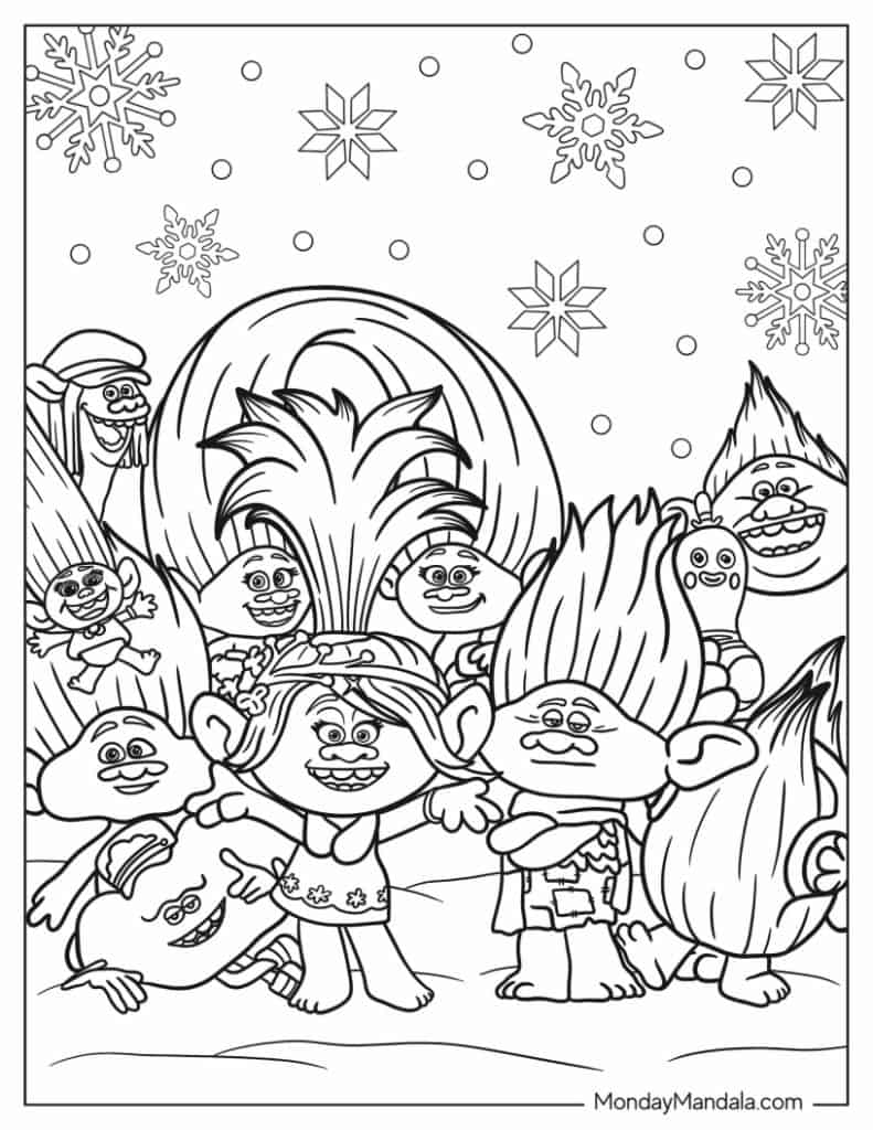 Trolls coloring pages free pdf printables