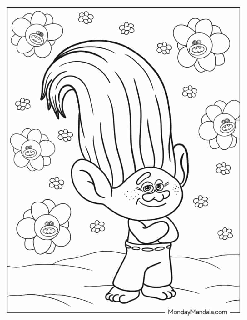 Trolls coloring pages free pdf printables