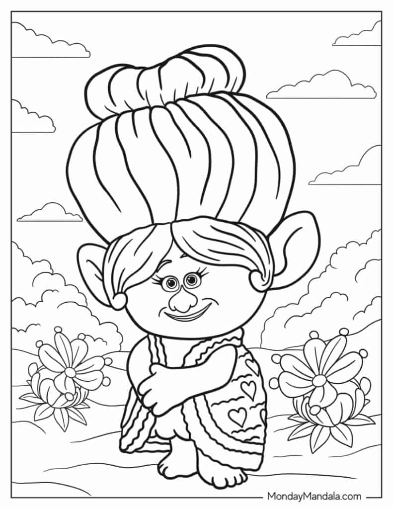 Trolls coloring pages free pdf printables