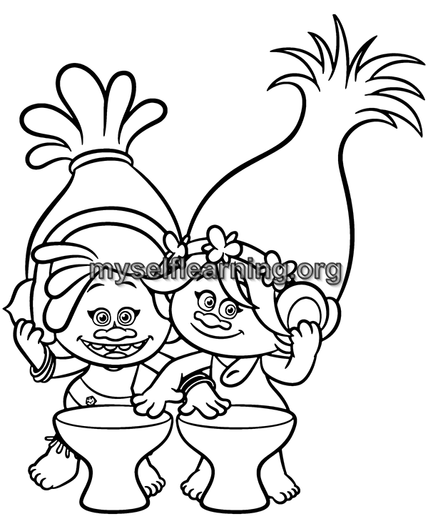 Trolls coloring sheet instant download