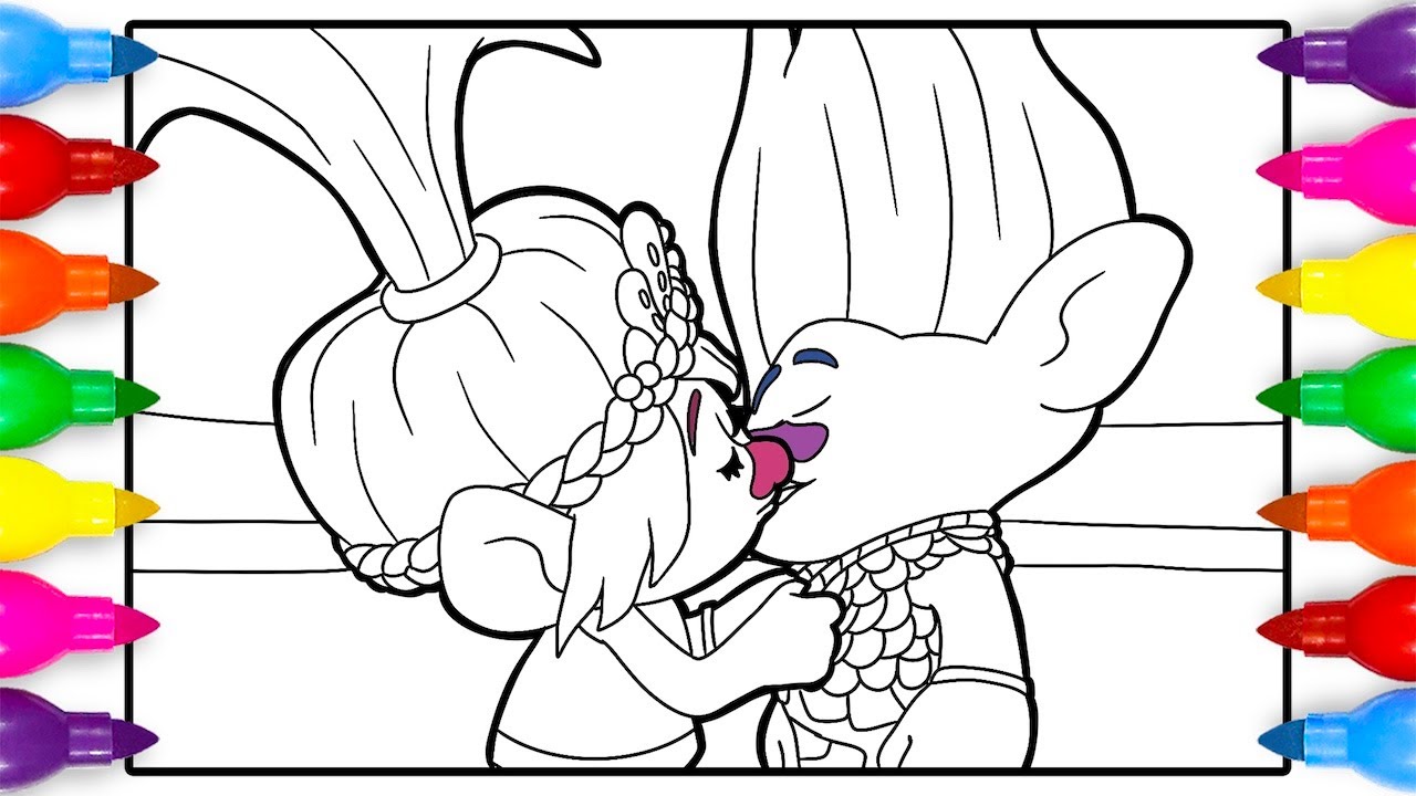 Trolls band together poppy kiss branch coloring pages