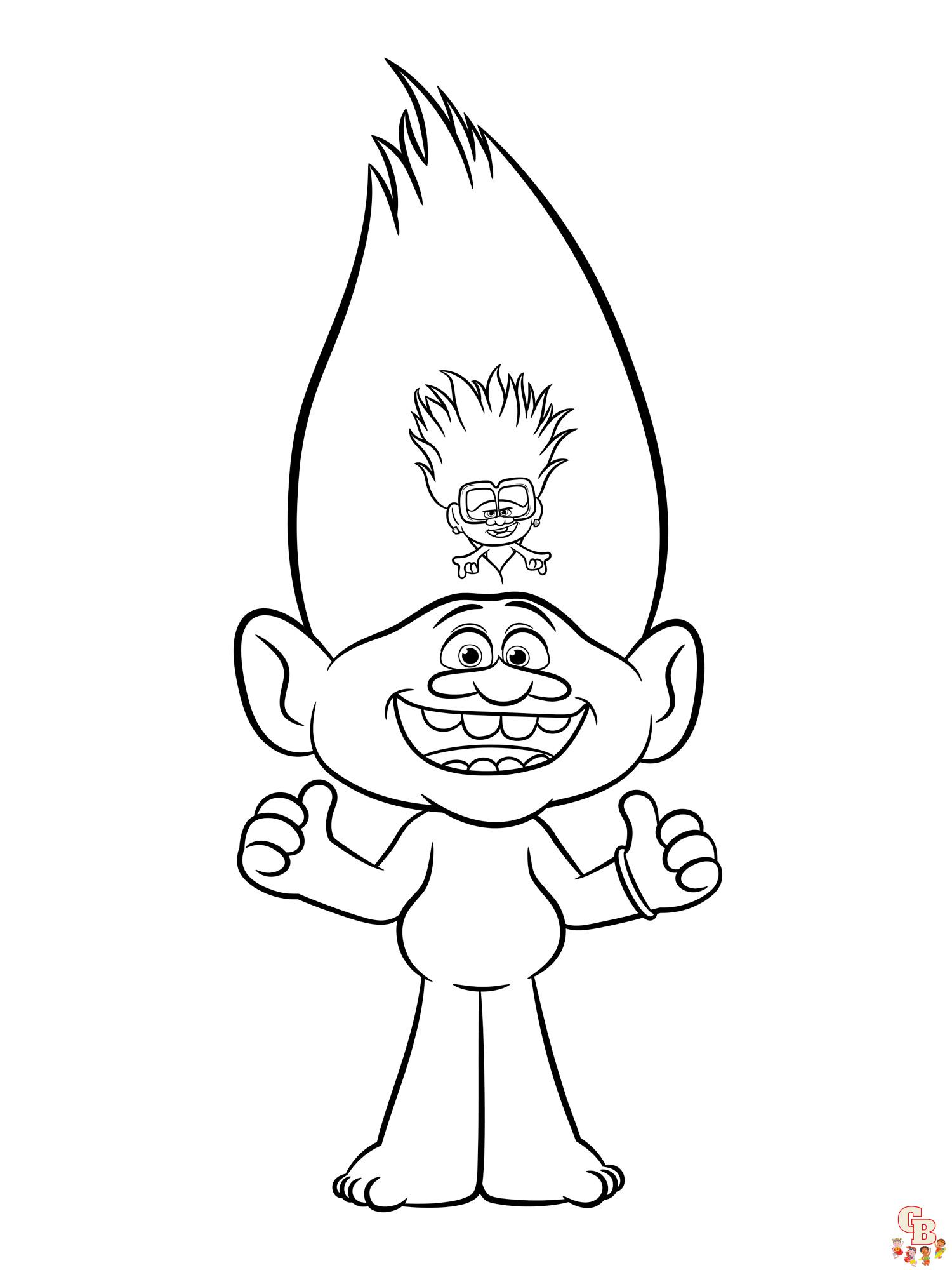 Trolls coloring pages free and printable sheets for kids