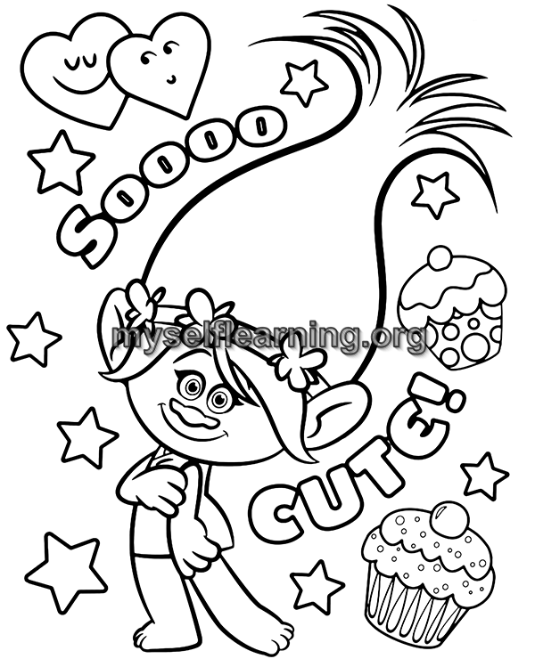 Trolls coloring sheet instant download