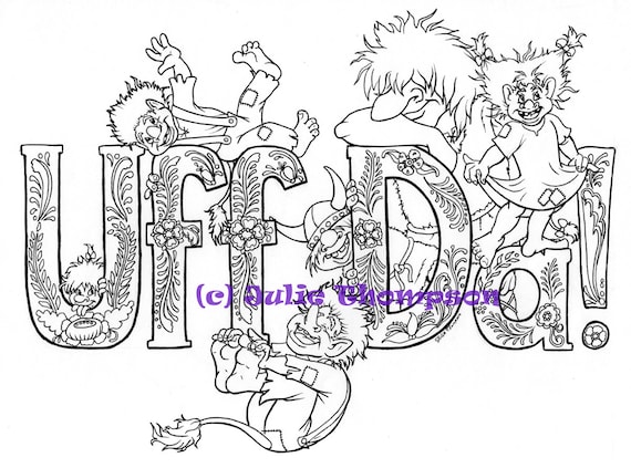 Uff da scandinavian trolls coloring page instant download