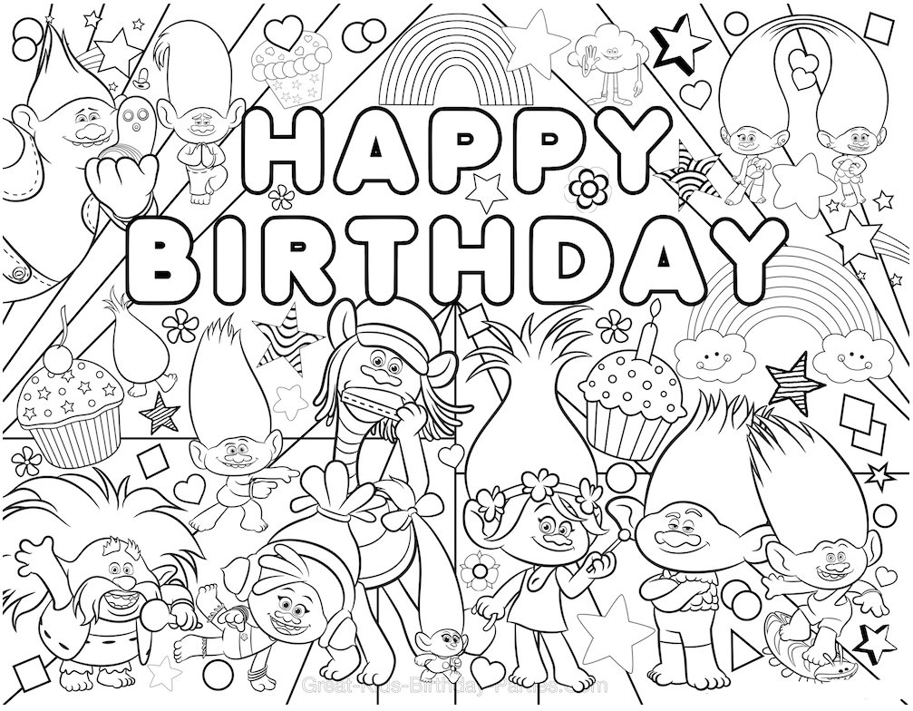 Trolls world tour coloring pages printable for free download