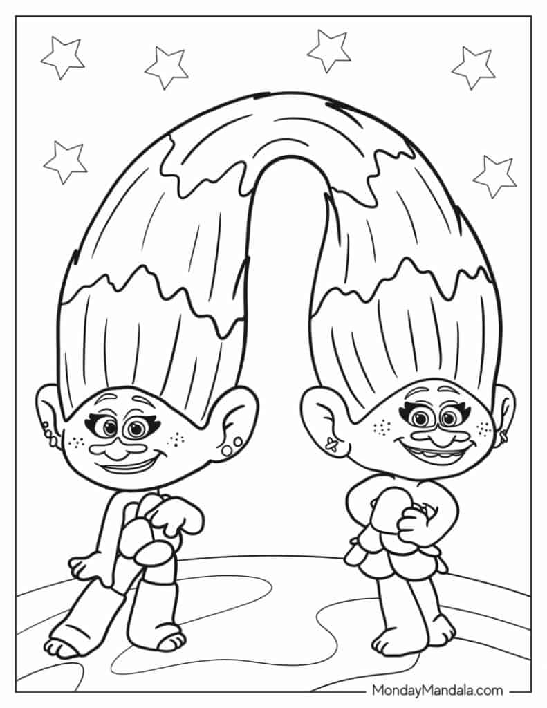 Trolls coloring pages free pdf printables