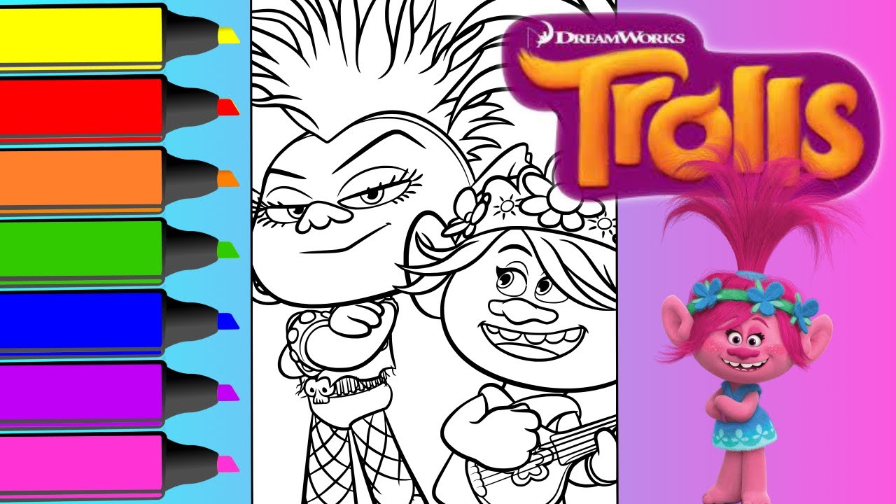 Trolls coloring pages for kids