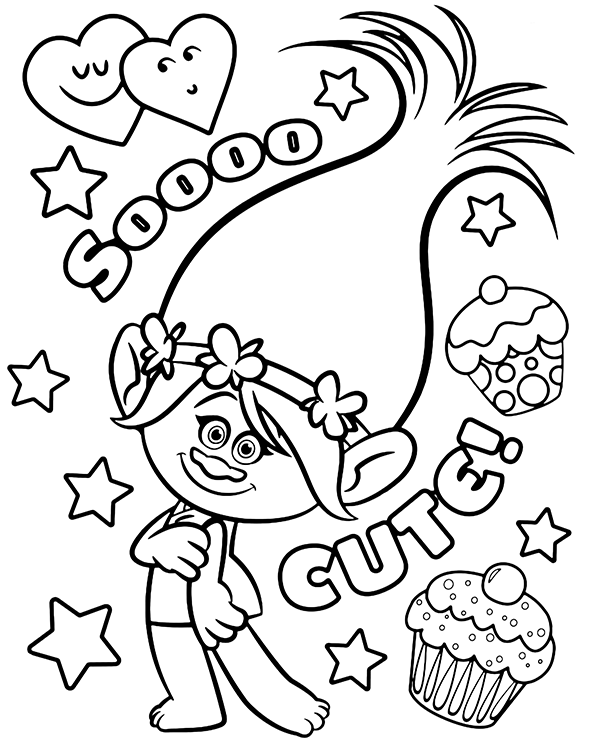 Trolls coloring page poppy