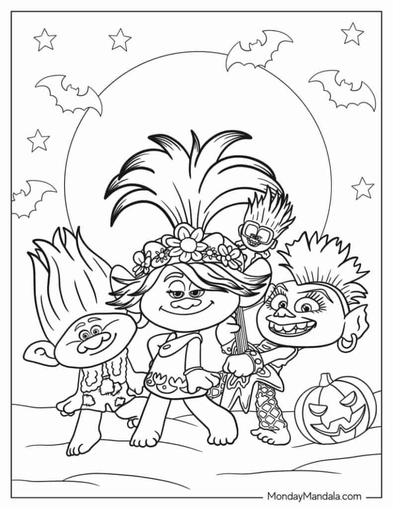 Trolls coloring pages free pdf printables