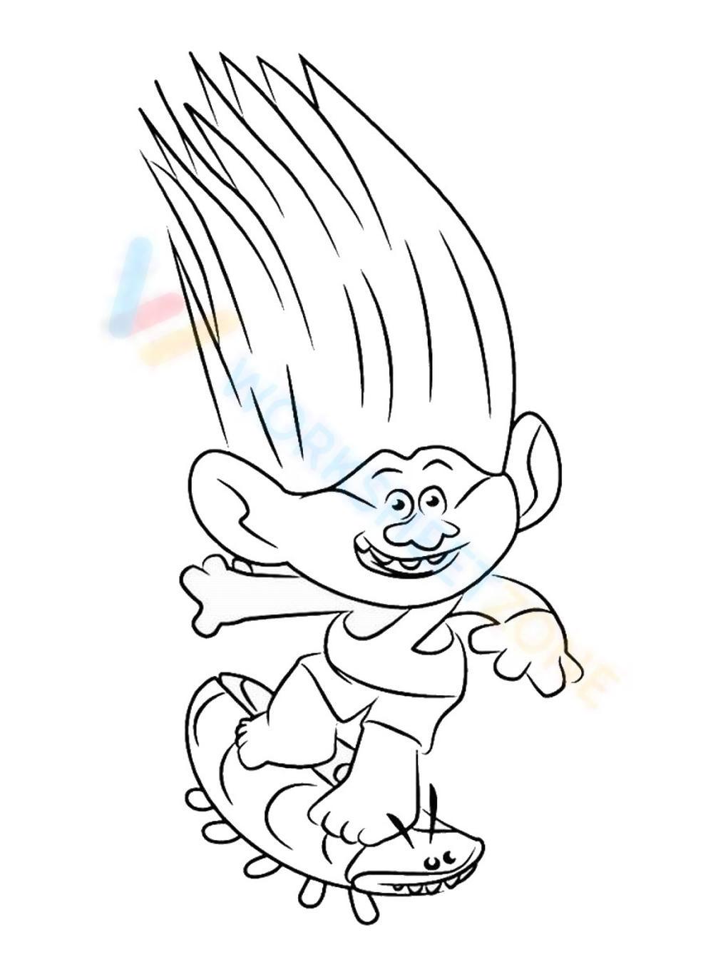 Free collection of trolls coloring pages for kids