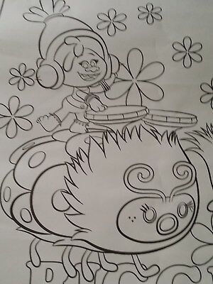 Trolls coloring poster poppy branch in x in troll doll broppy black white for sale online