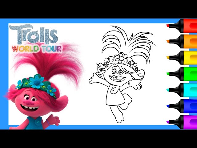 Coloring queen poppy trolls world tour trolls coloring pages