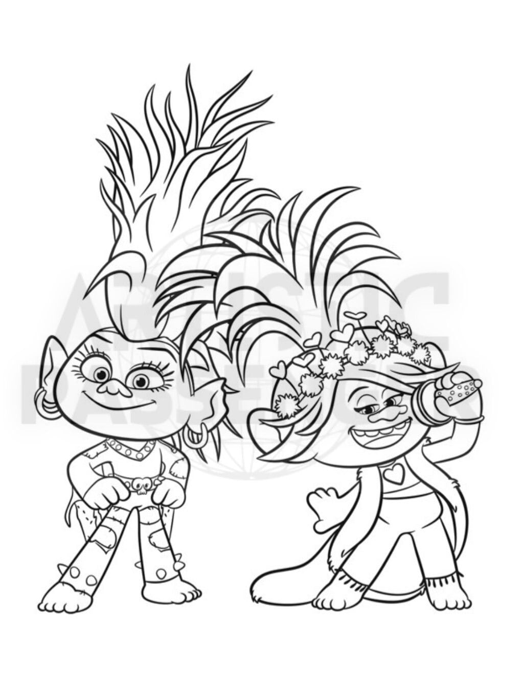 Printable trolls coloring pages for kids printable digital pages