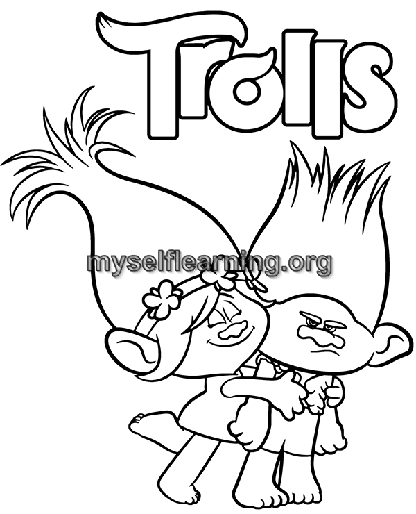 Trolls coloring sheet instant download