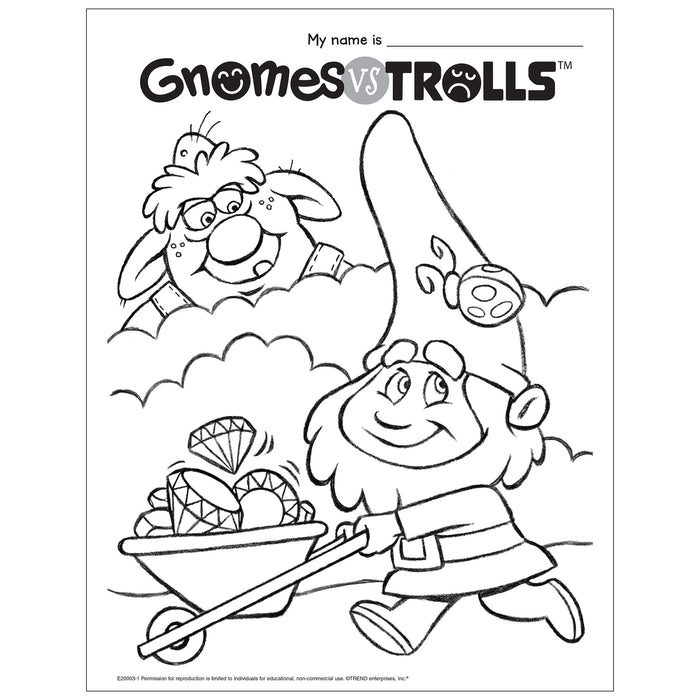 Free printable gnomes vs trolls coloring page â trend enterprises inc