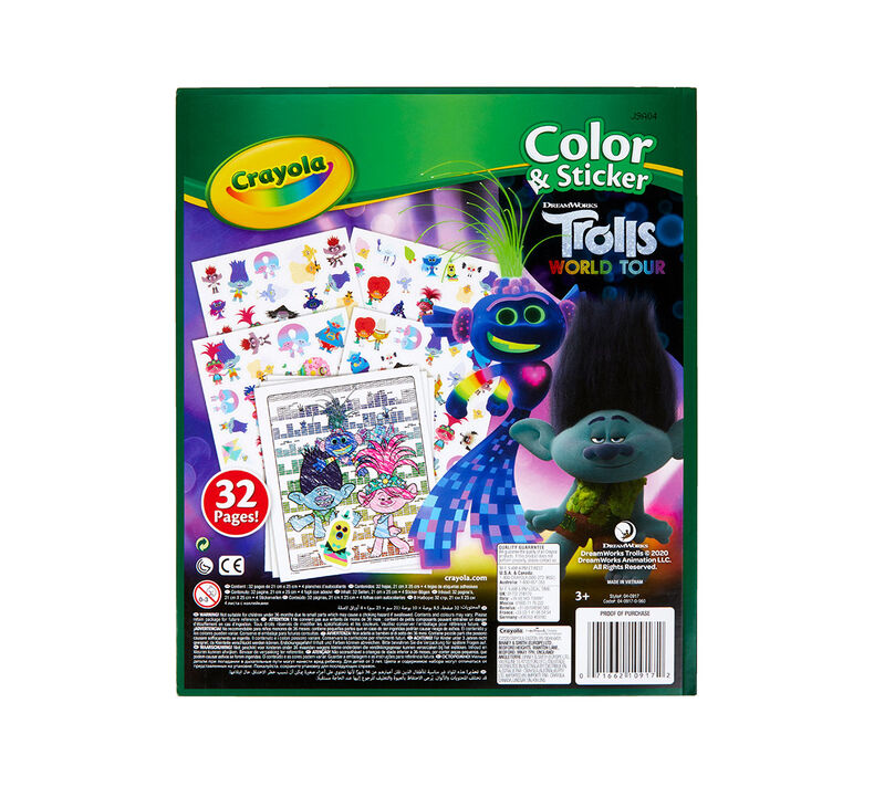 Trolls world tour color sticker activity book