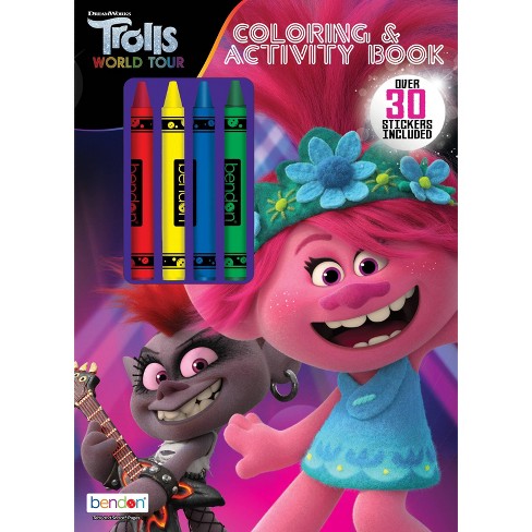 Trolls world tour coloring book with crayons