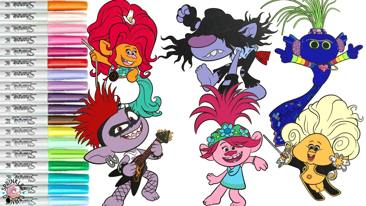 Trolls world tour coloring book pages poppy delta dawn barb riff trollzart and king trollex