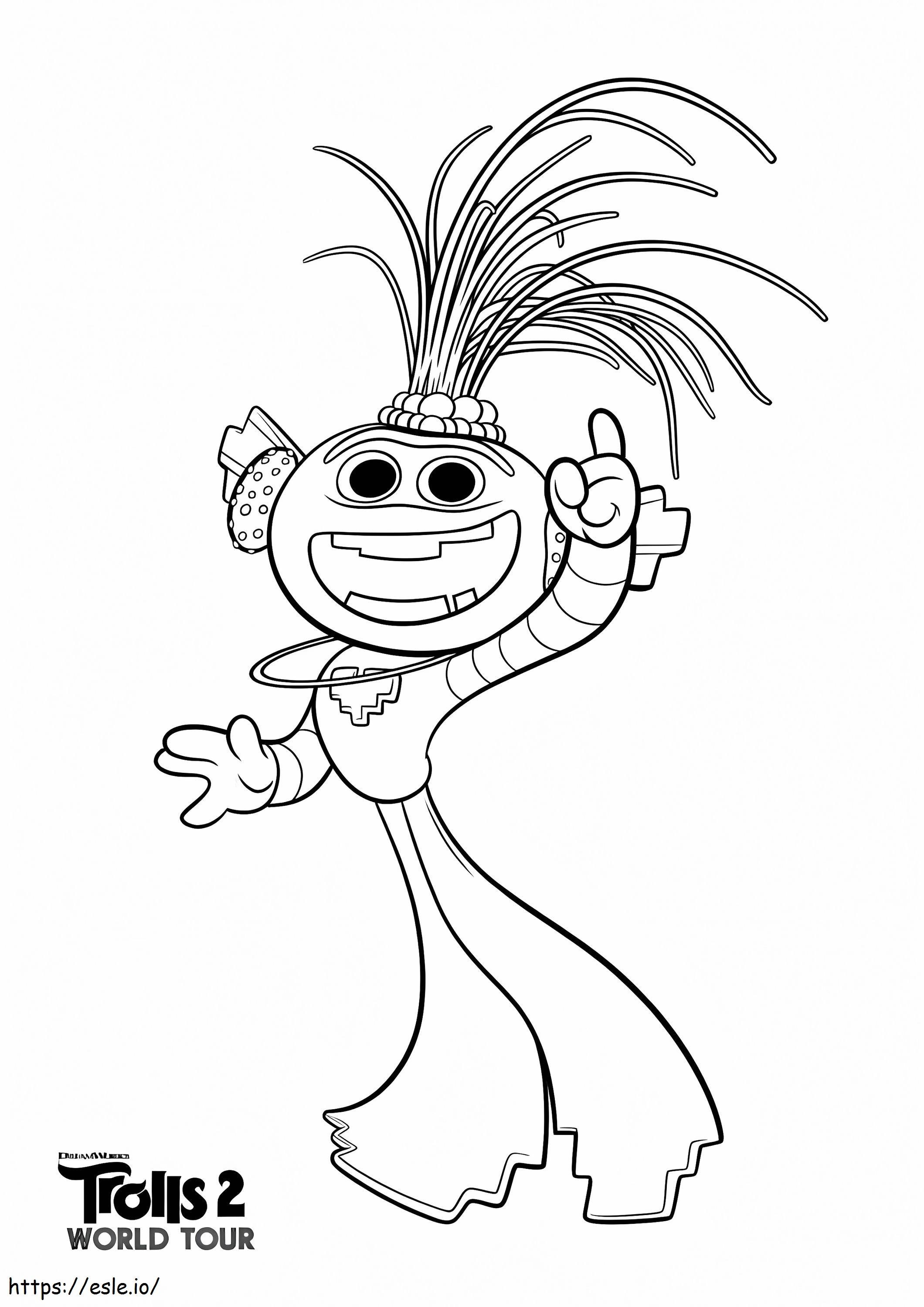 Wonder day trolls world tour coloring page