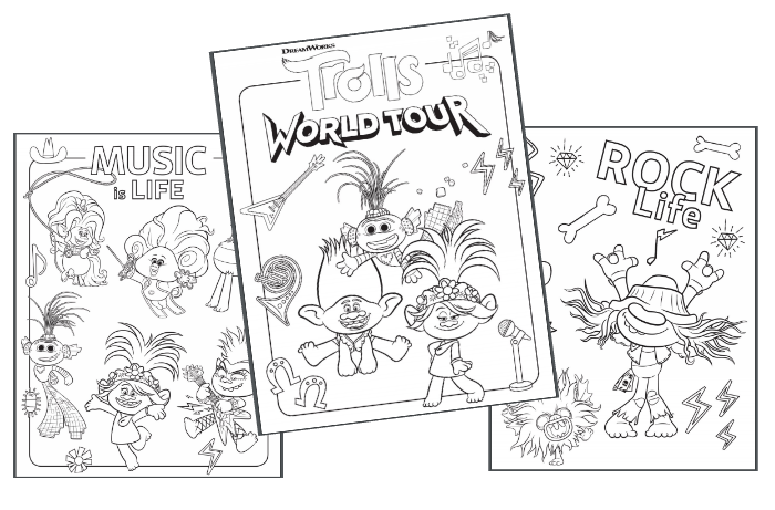 Trolls world tour free activity sheets and printables