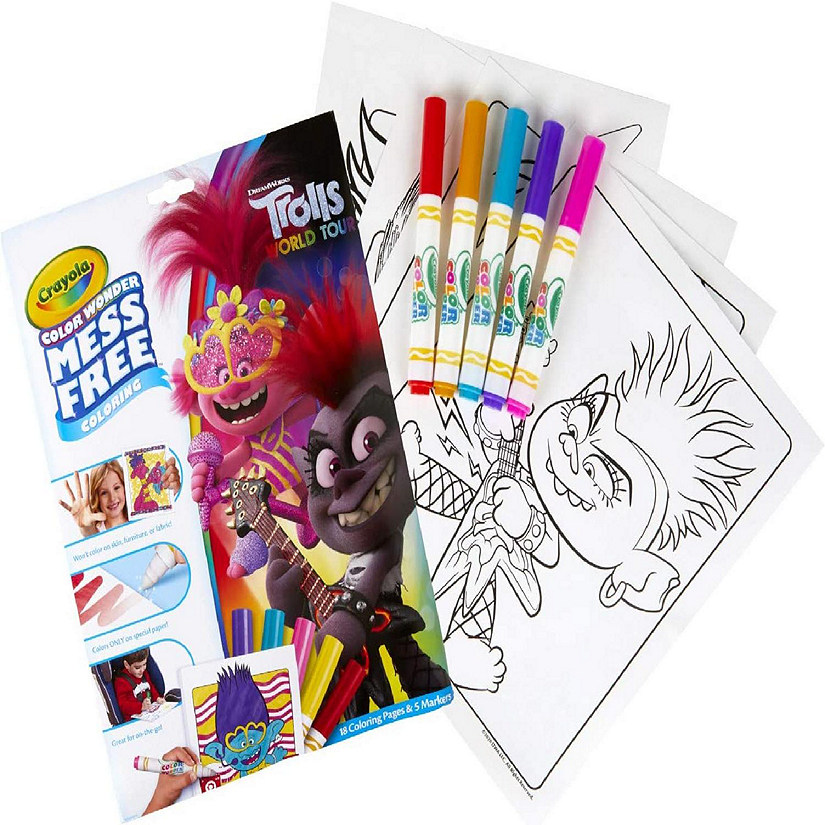 Crayola trolls world tour wonder pages mess free coloring pages markers oriental trading