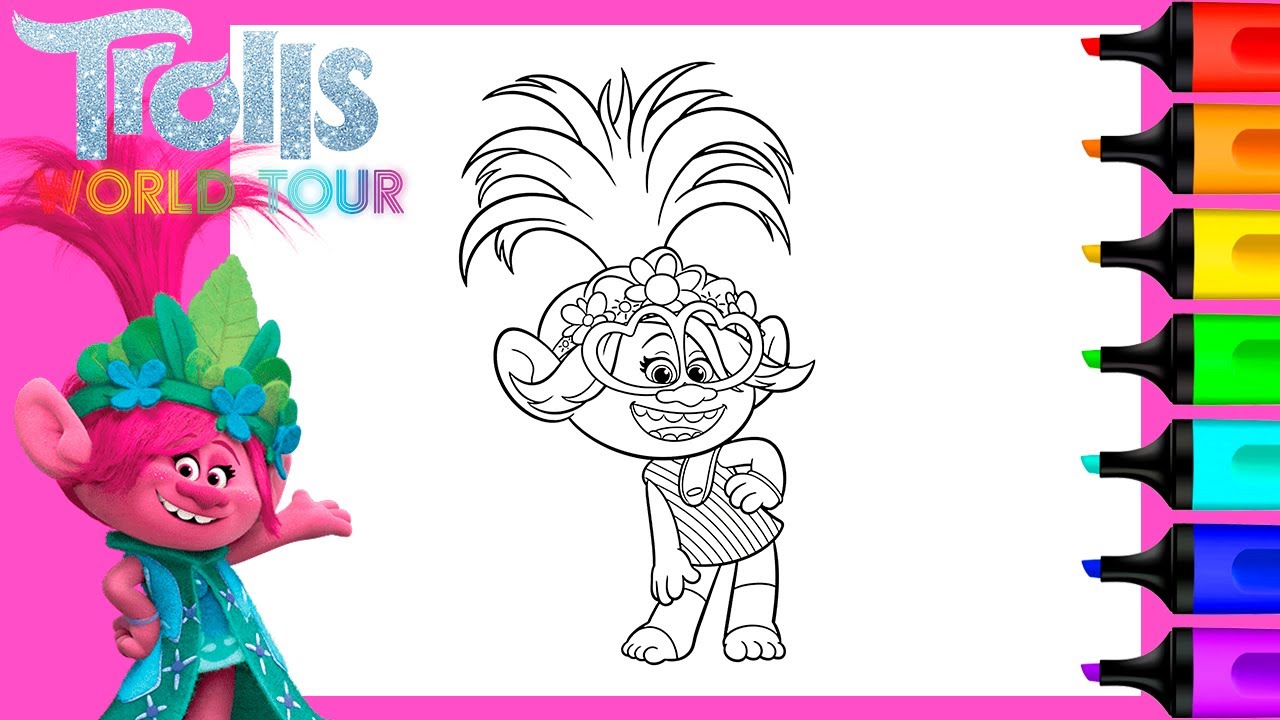 How to color queen poppy trolls world tour art and coloring fun