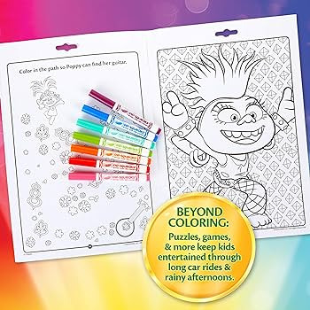 Crayola trolls world tour color activity pad coloring pages and mini washable markers markers trolls gift for kids ages