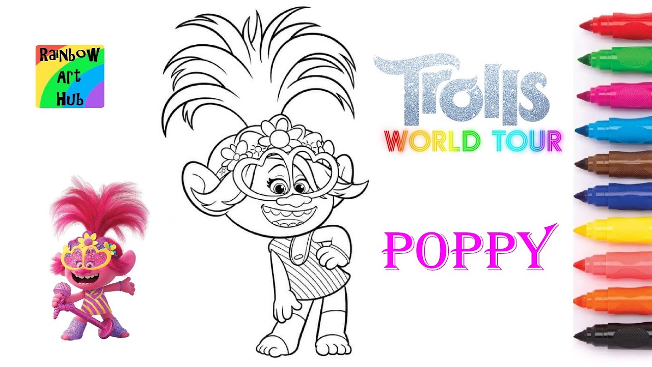 Trolls world tour coloring pages