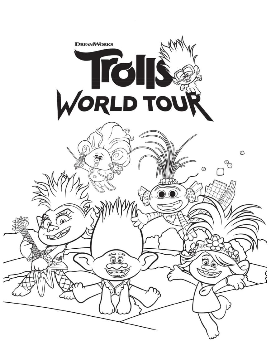 Coloring pages trolls world tour free print all trolls