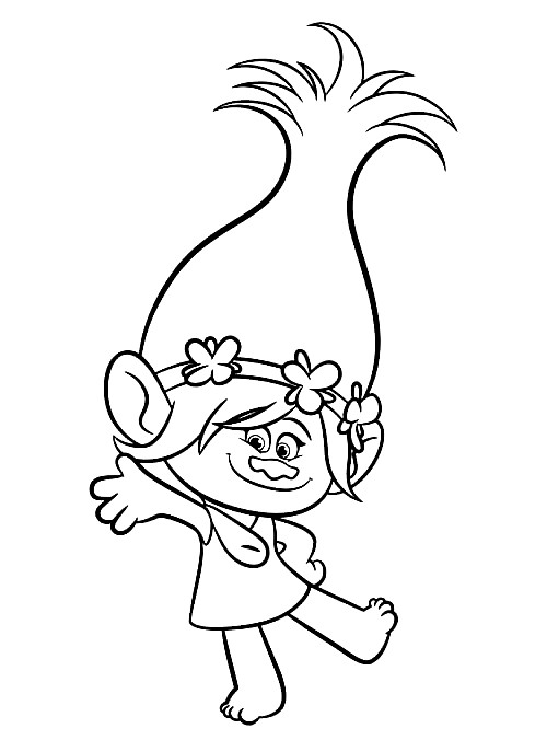 Poppy from trolls world tour coloring page