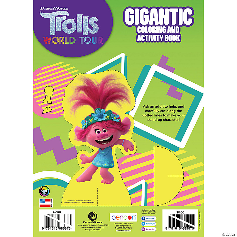 Dreamworks trolls world tourâ gigantic coloring activity book oriental trading