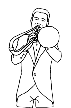 Trombone player coloring page