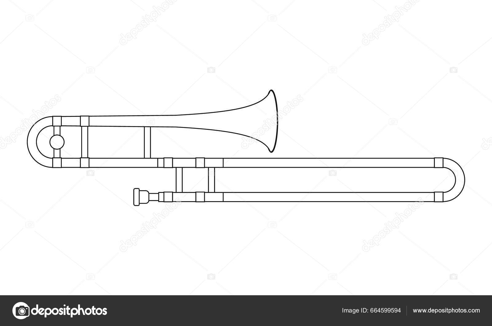 Easy coloring cartoon vector illustration trombone isolated white background stock vector by asantosg