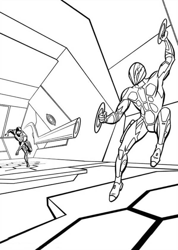 Tron legacy dodging light blade coloring pages color luna