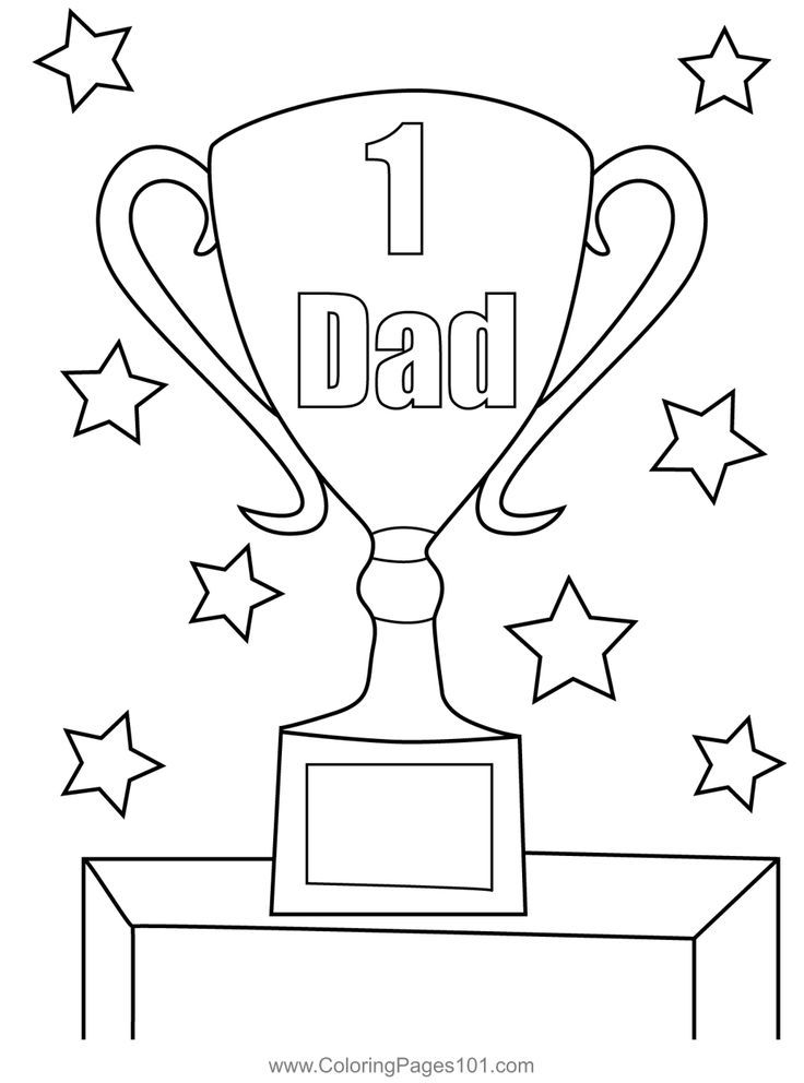 Number one dad trophy coloring page fathers day coloring page coloring pages printable coloring pages