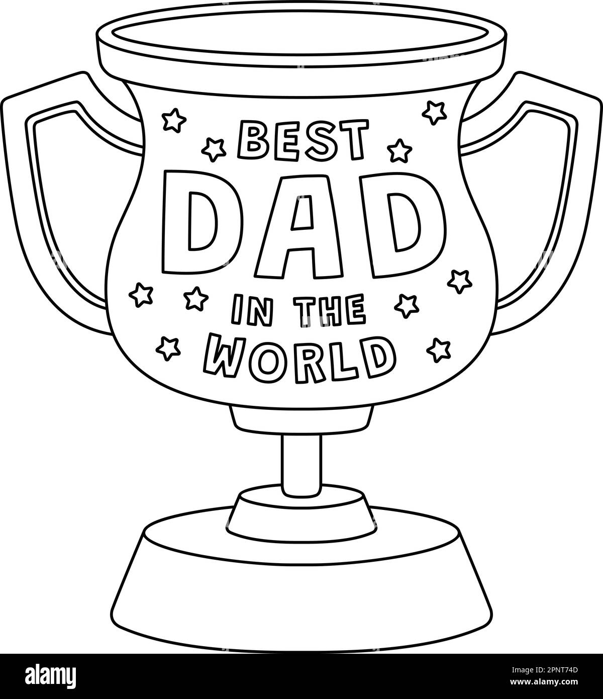 Fathers day best dad trophy isolated coloring page stock vector image art