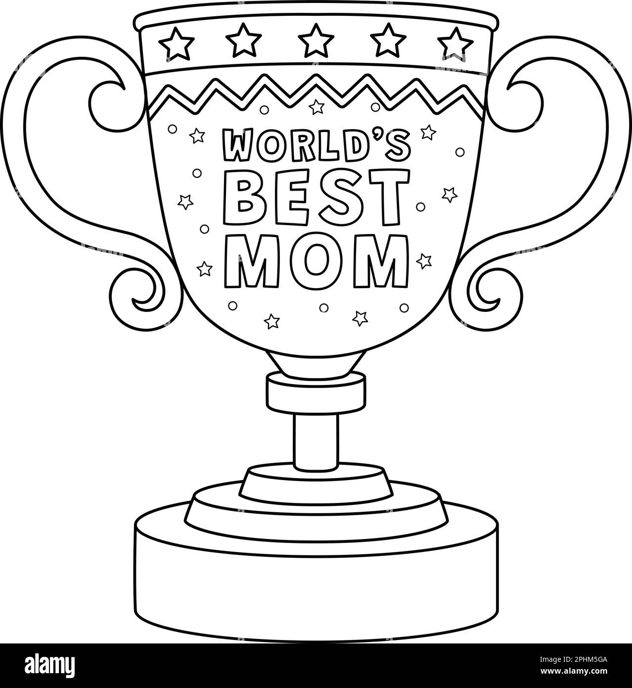 Happy mothers day trophy isolated coloring page stock vector image art