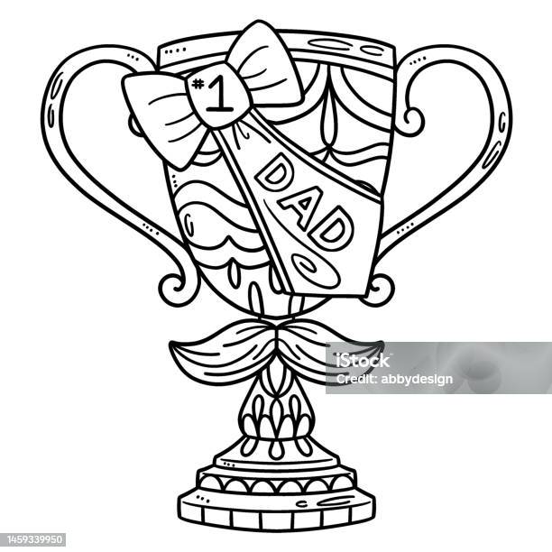 Fathers day dad trophy isolated coloring page stock illustration