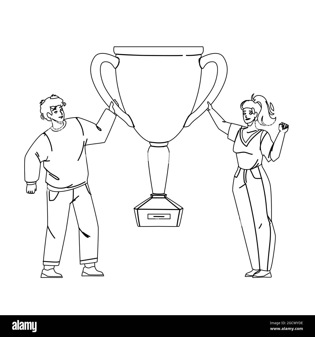 Girl winning trophy cut out stock images pictures