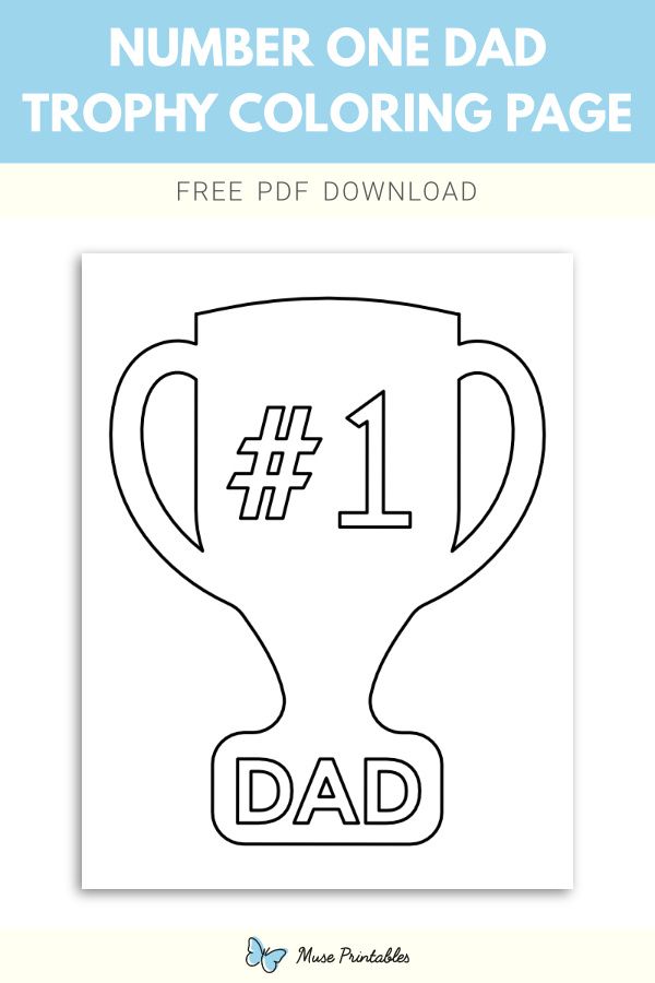 Free number one dad trophy coloring page coloring pages templates printable free printable numbers