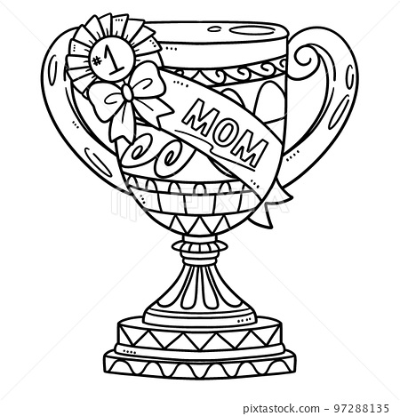 Mothers day mom trophy isolated coloring page