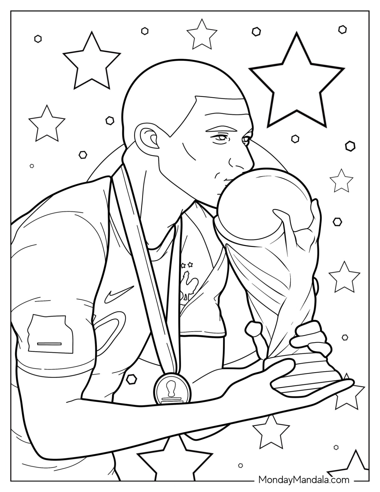 Kylian mbappã coloring pages free pdf printables