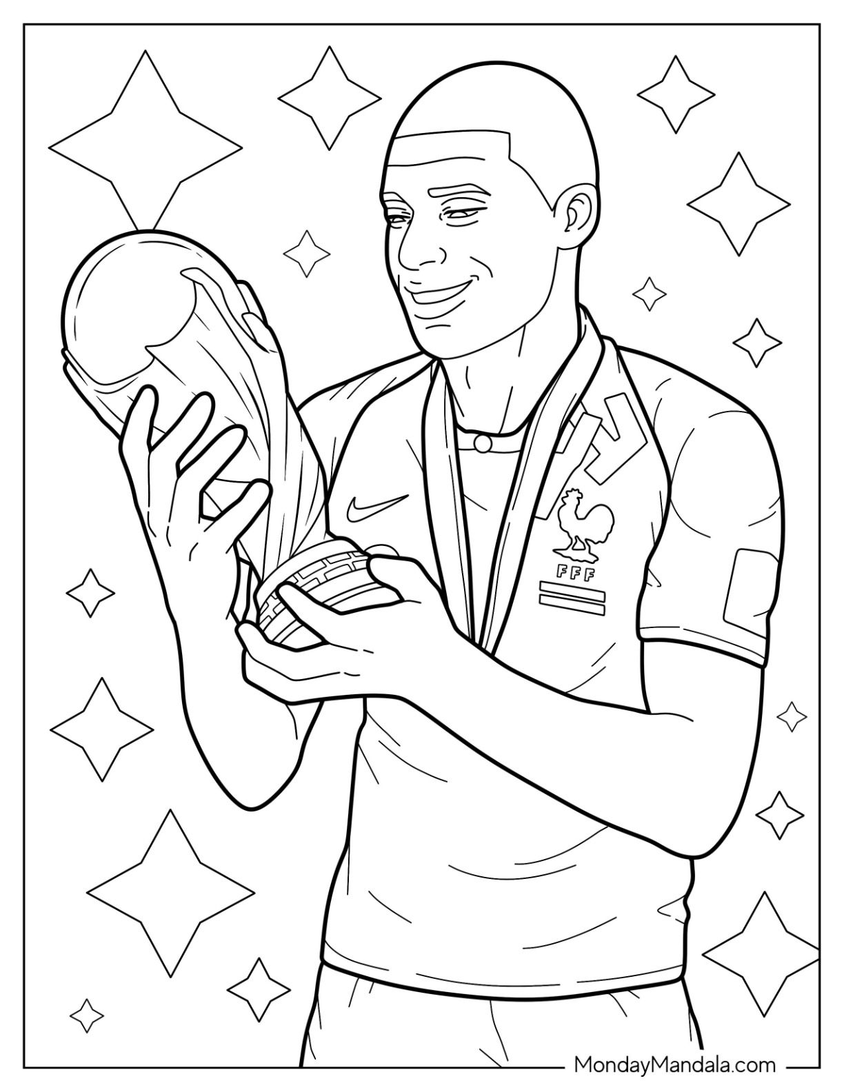 Kylian mbappã coloring pages free pdf printables