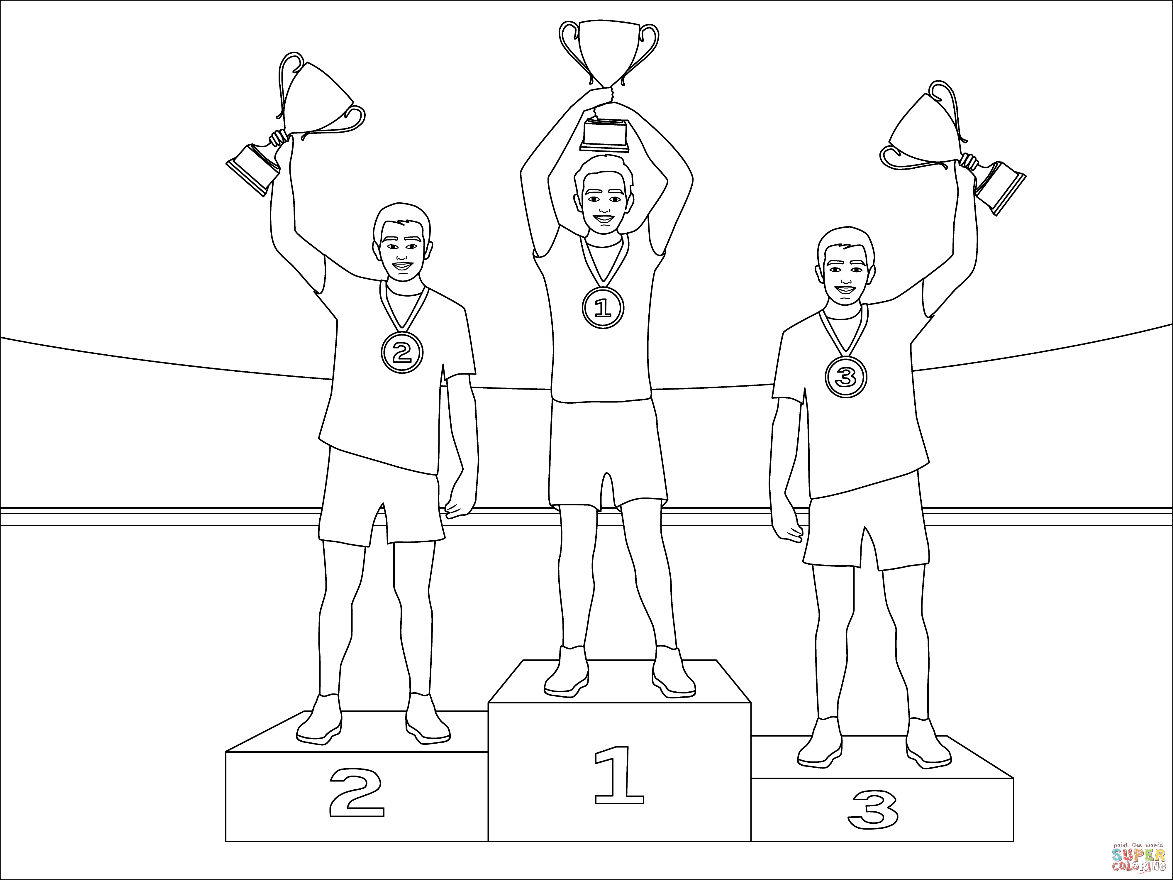 Trophy medals and podium for winners coloring page free printable coloring pages